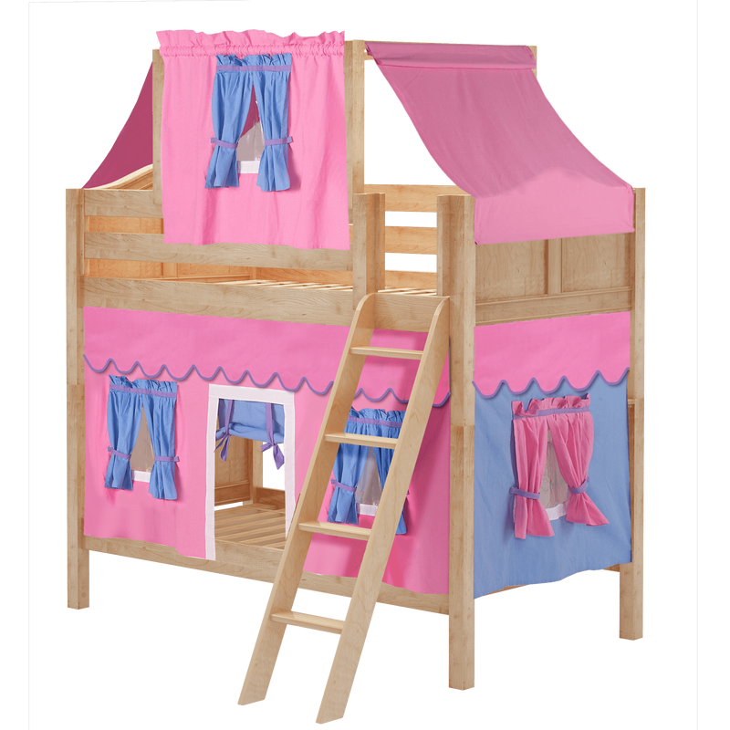 Maxtrix Twin Medium Bunk Bed with Angled Ladder, Top Tent + Curtain
