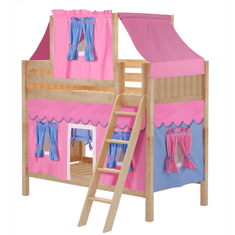 Maxtrix Twin Medium Bunk Bed with Angled Ladder, Top Tent + Curtain