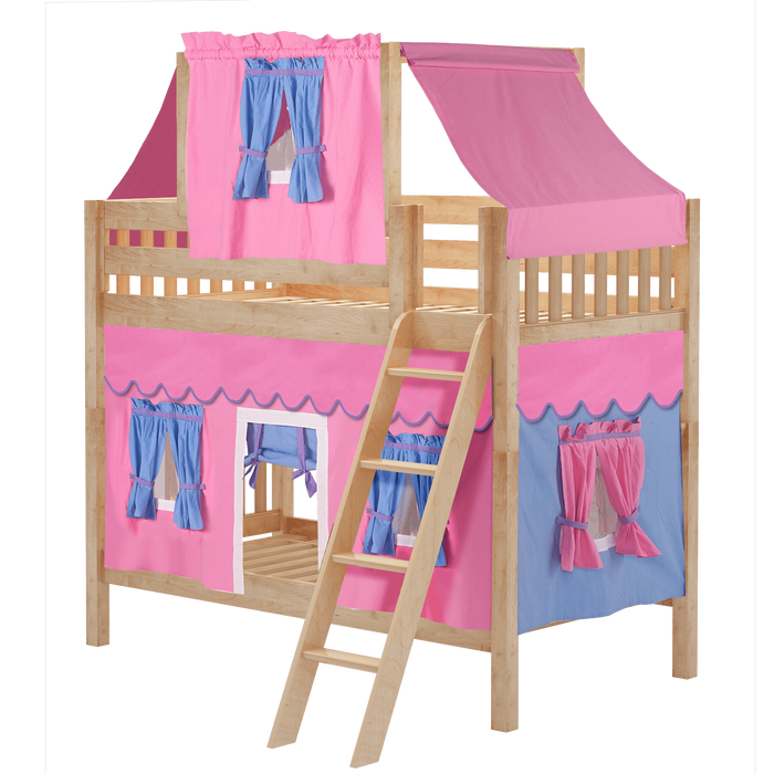 Maxtrix Twin Medium Bunk Bed with Angled Ladder, Top Tent + Curtain
