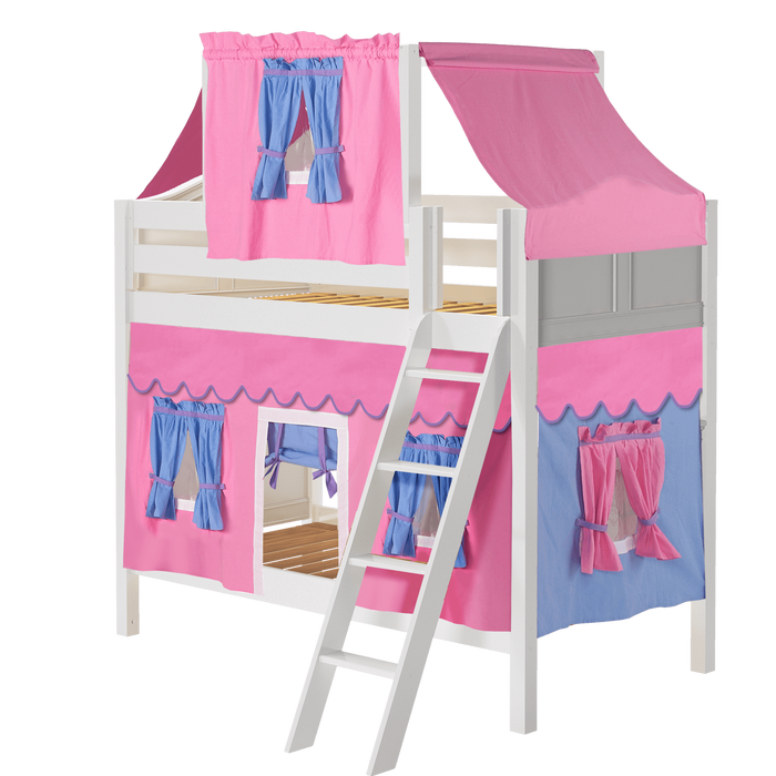 Maxtrix Twin Medium Bunk Bed with Angled Ladder, Top Tent + Curtain
