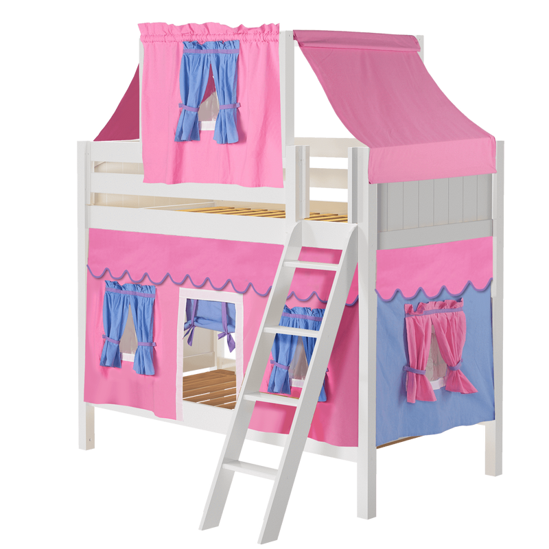 Maxtrix Twin Medium Bunk Bed with Angled Ladder, Top Tent + Curtain