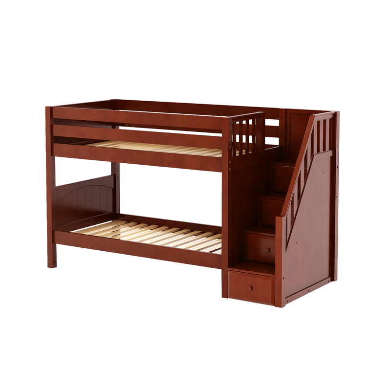 Maxtrix Twin Low Bunk Bed with Stairs