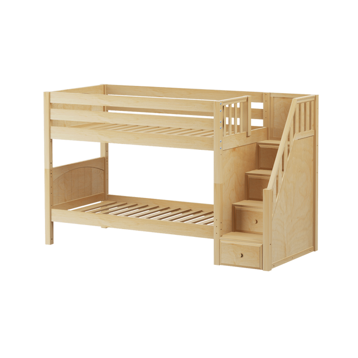 Maxtrix Twin Low Bunk Bed with Stairs