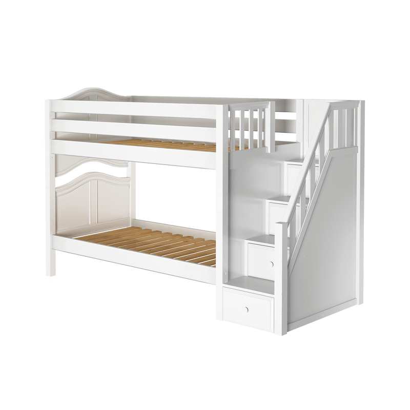 Maxtrix Twin Low Bunk Bed with Stairs