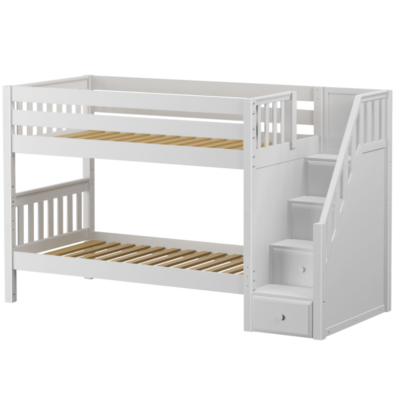 Maxtrix Twin XL Low Bunk Bed with Stairs