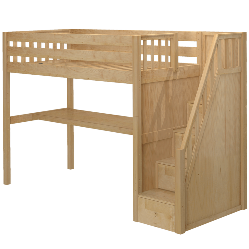 Maxtrix Twin XL High Loft Bed with Stairs + Desk