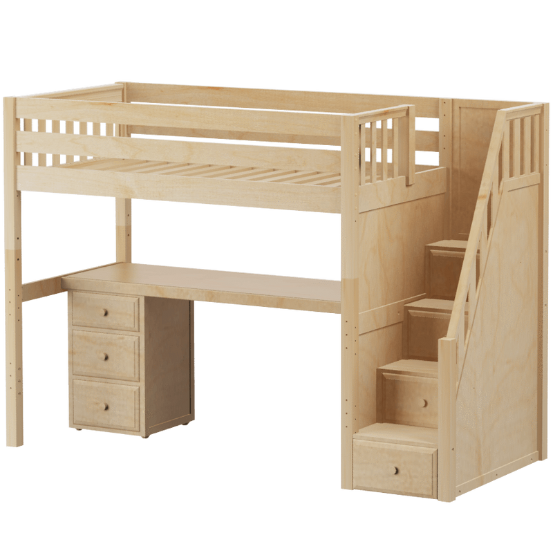 Maxtrix Twin XL High Loft Bed with Stairs + Desk