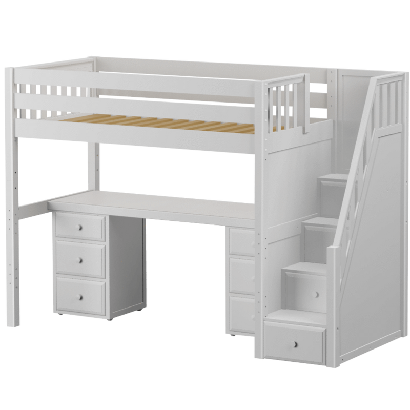 Maxtrix Twin XL High Loft Bed with Stairs + Desk