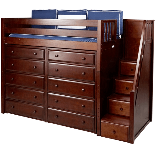 Maxtrix Twin High Loft Bed with Stairs + Storage