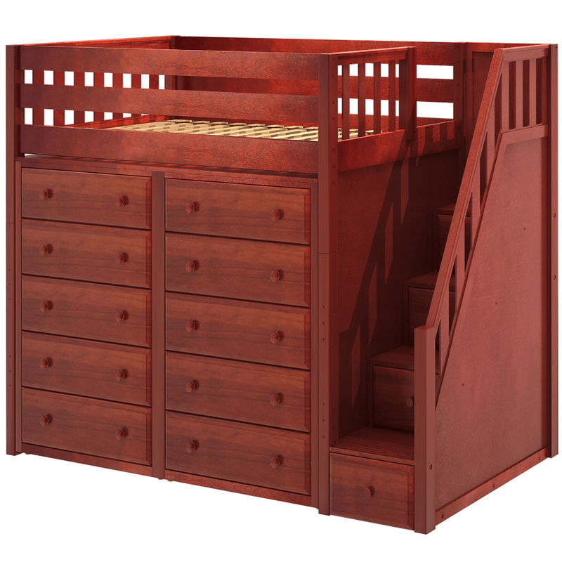 Maxtrix Twin High Loft Bed with Stairs + Storage