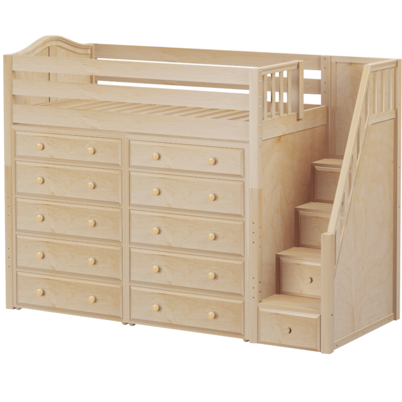 Maxtrix Twin High Loft Bed with Stairs + Storage