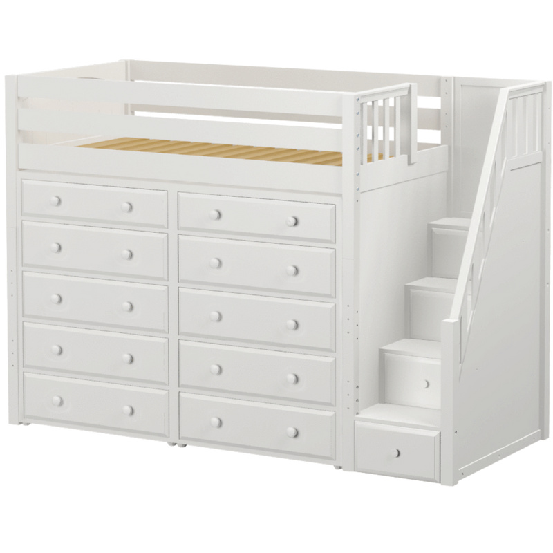 Maxtrix Twin High Loft Bed with Stairs + Storage