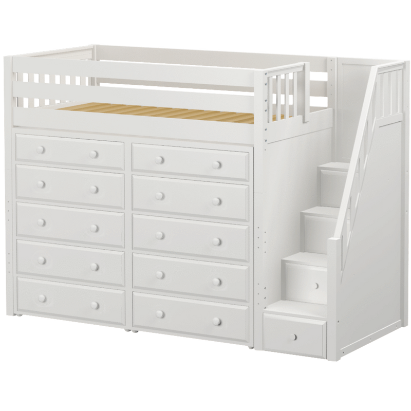 Maxtrix Twin High Loft Bed with Stairs + Storage