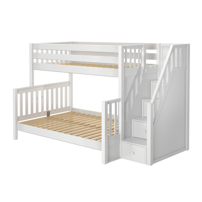 Maxtrix Medium Twin over Full Bunk Bed with Stairs