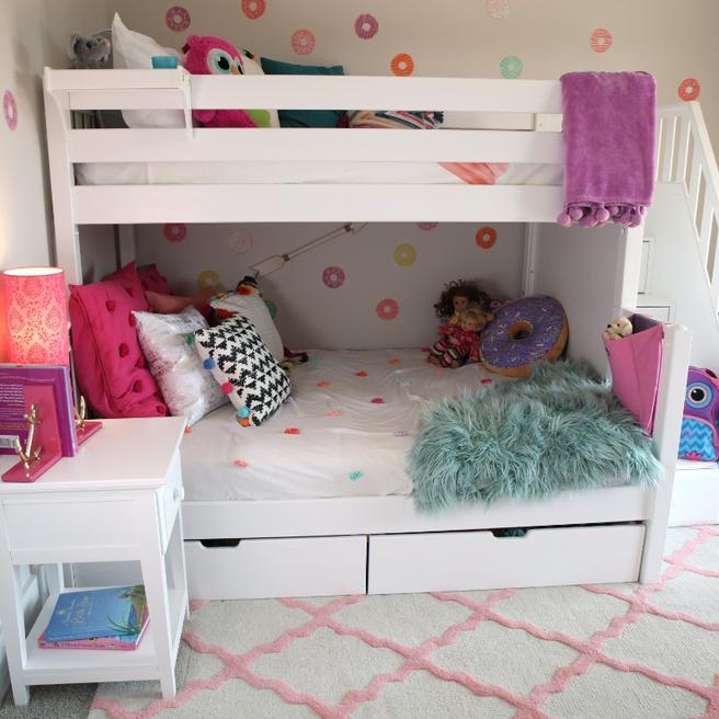 Maxtrix Medium Twin over Full Bunk Bed with Stairs