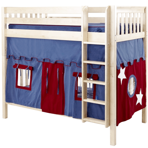 Maxtrix Twin High Bunk Bed with Straight Ladder + Curtain