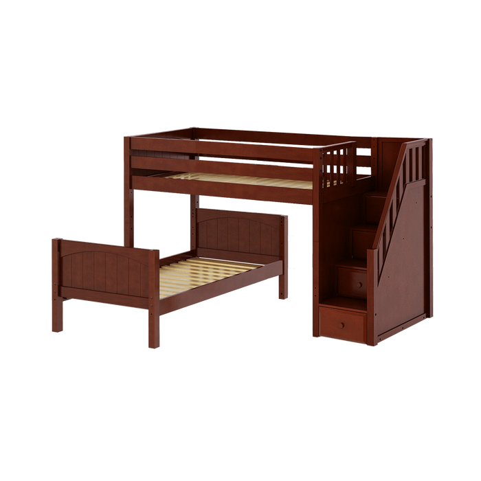 Maxtrix Full L-Shaped Bunk Bed with Stairs