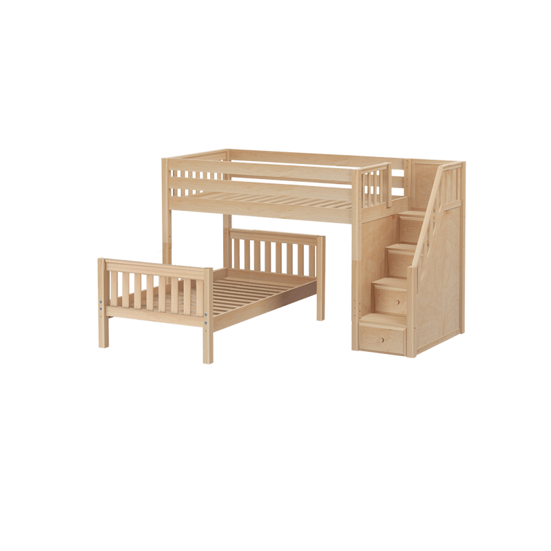 Maxtrix Full L-Shaped Bunk Bed with Stairs