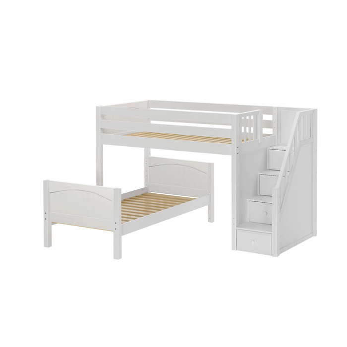 Maxtrix Full L-Shaped Bunk Bed with Stairs