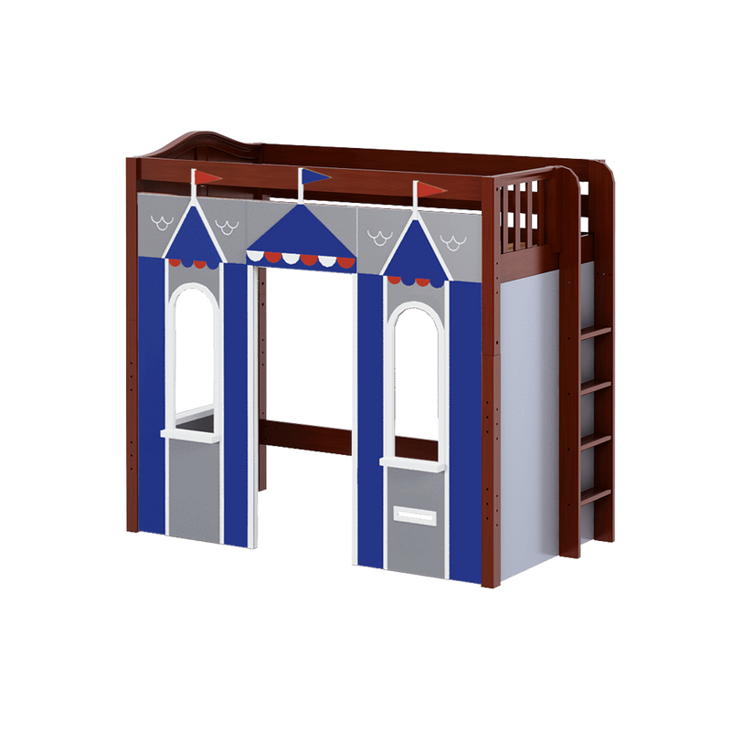 Maxtrix Twin High Loft Bed with Straight Ladder + Playhouse Panels