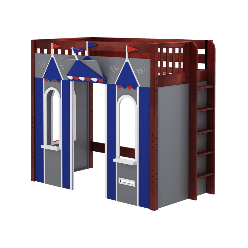 Maxtrix Twin High Loft Bed with Straight Ladder + Playhouse Panels