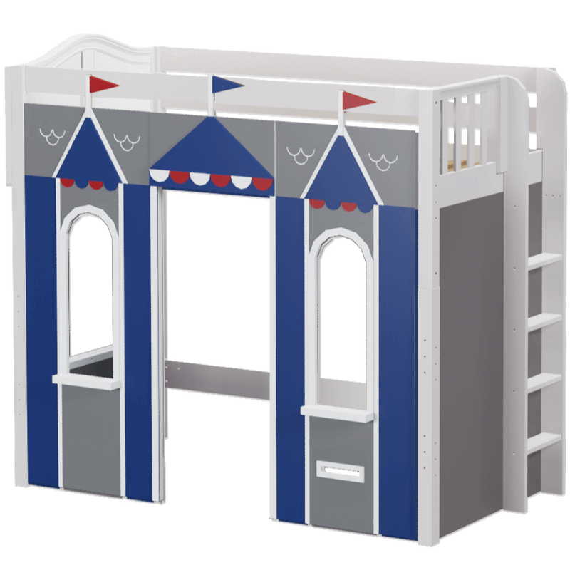 Maxtrix Twin High Loft Bed with Straight Ladder + Playhouse Panels