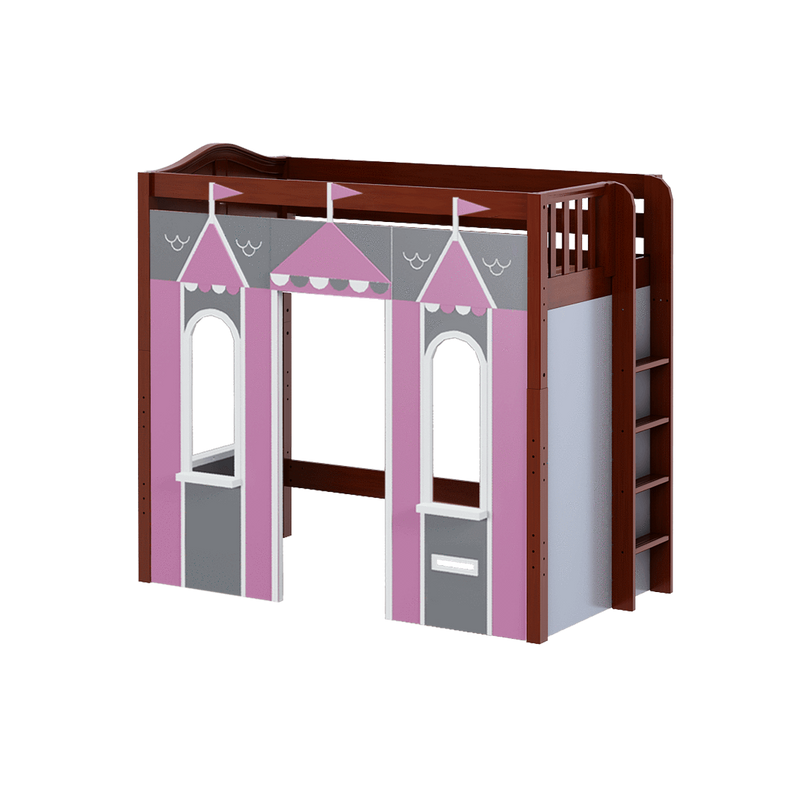 Maxtrix Twin High Loft Bed with Straight Ladder + Playhouse Panels