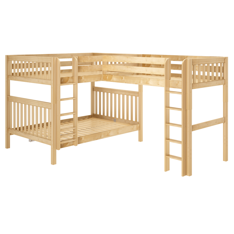 Maxtrix High Corner Loft Bunk Bed - Queen over Queen + Twin XL