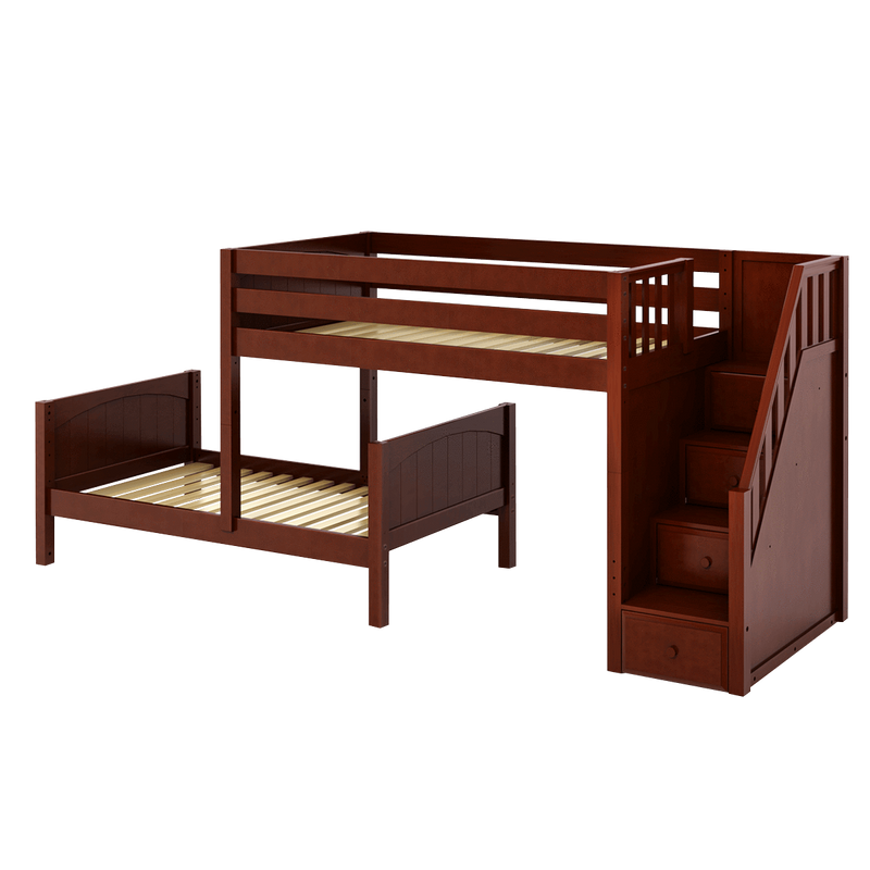 Maxtrix Twin L-Shaped Bunk Bed with Stairs