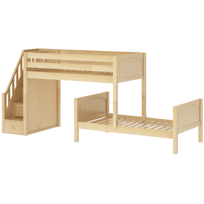 Maxtrix Twin L-Shaped Bunk Bed with Stairs