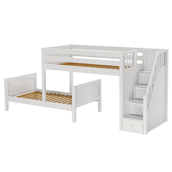 Maxtrix Twin L-Shaped Bunk Bed with Stairs