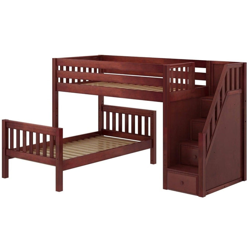 Maxtrix Twin L-Shaped Bunk Bed with Stairs