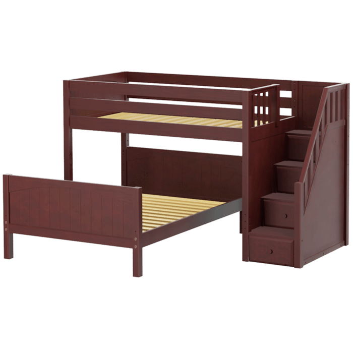 Maxtrix L-Shaped Twin over Full Bunk Bed with Stairs
