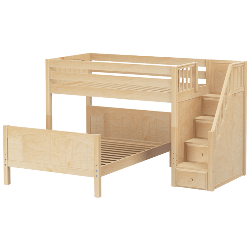 Maxtrix L-Shaped Twin over Full Bunk Bed with Stairs