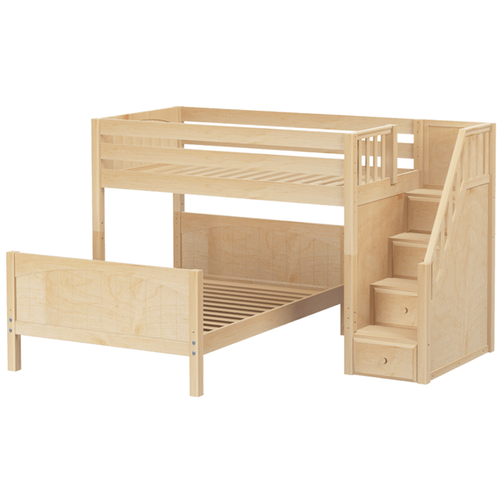 Maxtrix L-Shaped Twin over Full Bunk Bed with Stairs