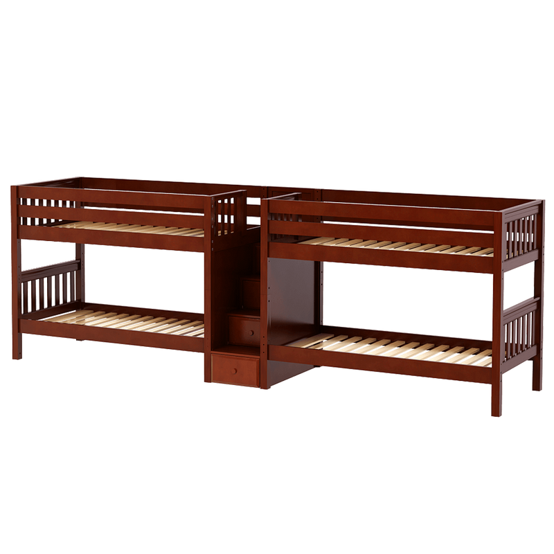 Maxtrix Twin XL Quadruple Bunk Bed with Stairs