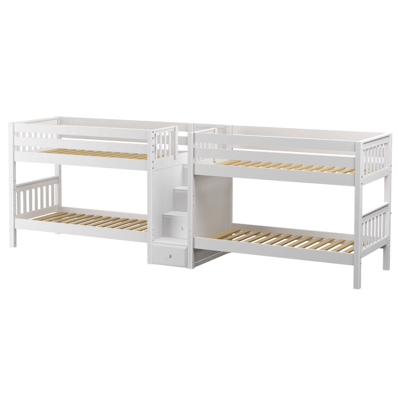 Maxtrix Twin XL Quadruple Bunk Bed with Stairs