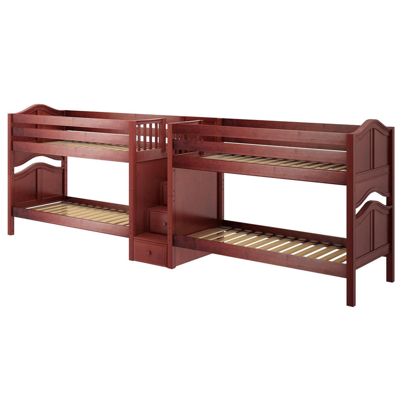 Maxtrix Twin Low Quadruple Bunk Bed with Stairs
